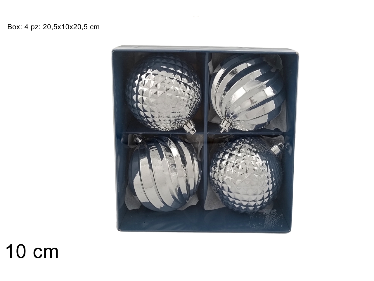 PALLE 10CM 4PZ SILVER