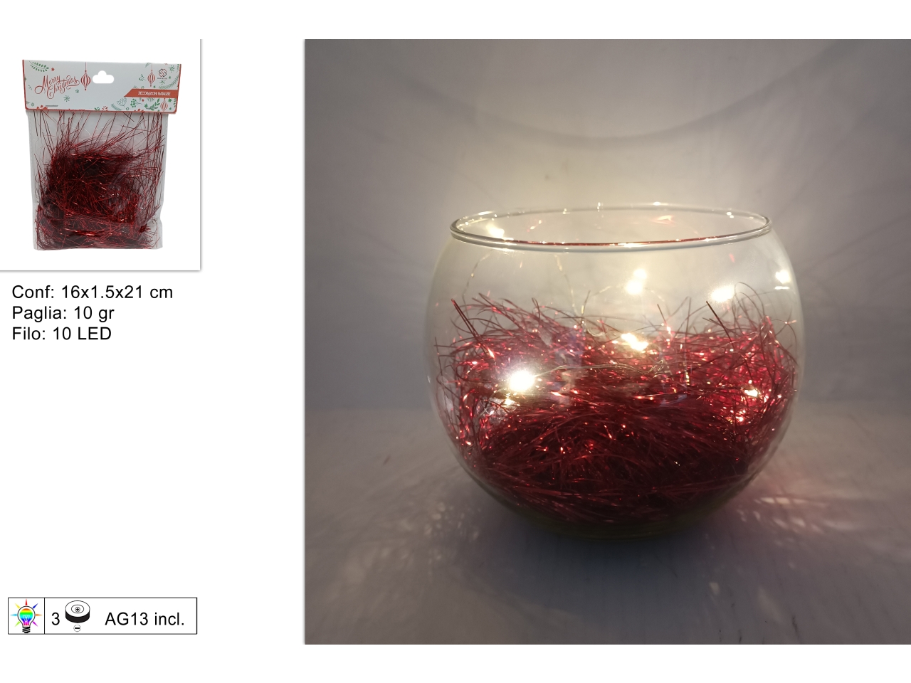 PAGLIA LAMINATA ROSSA 10GR C/10LED
