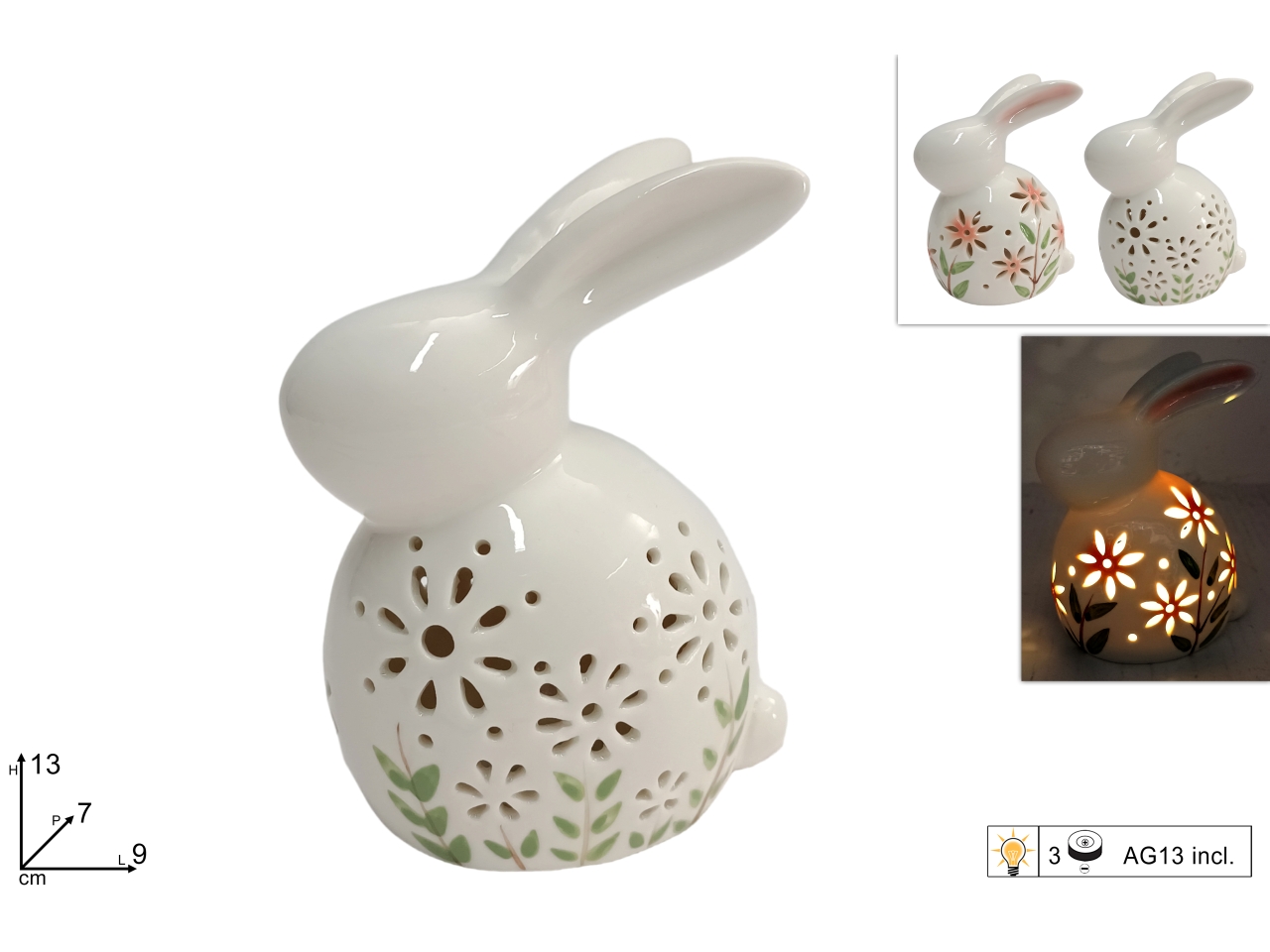 CONIGLIO CERAMICA 13CM LUCE XPA24005341