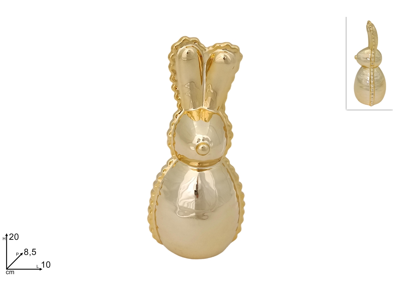 CONIGLIO CERAMICA 20CM ORO XPA24003811