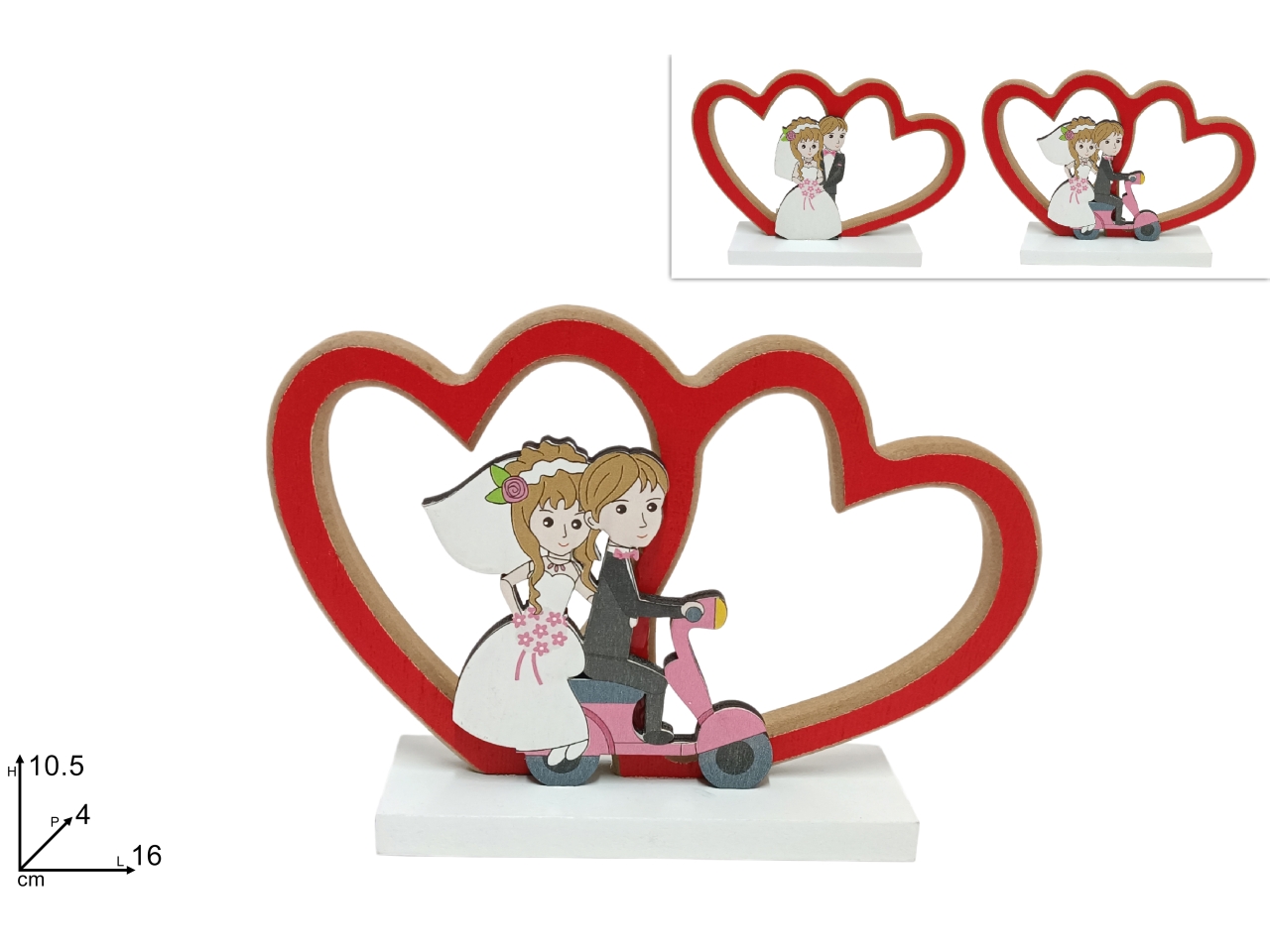 CUORI C/SPOSI IN LEGNO