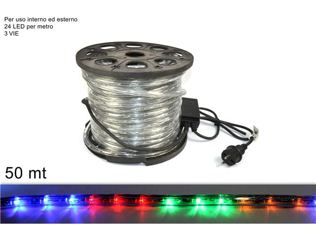 TUBO LED 50MT 3 VIE MULTICOLO MI006045C