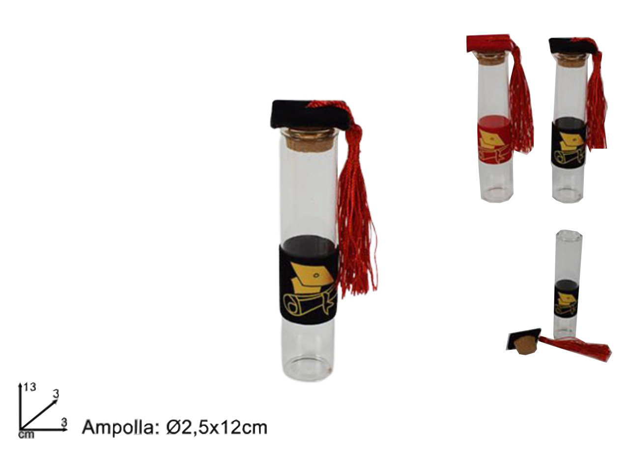 AMPOLLA VETRO LAUREA 12×2.5cm RO007074