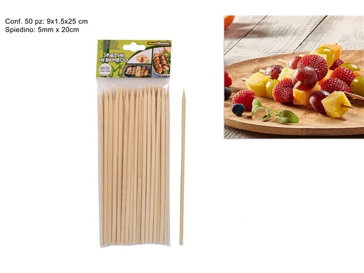 SPIEDINI BAMBOO 20CM 5MM 50pz LN001883