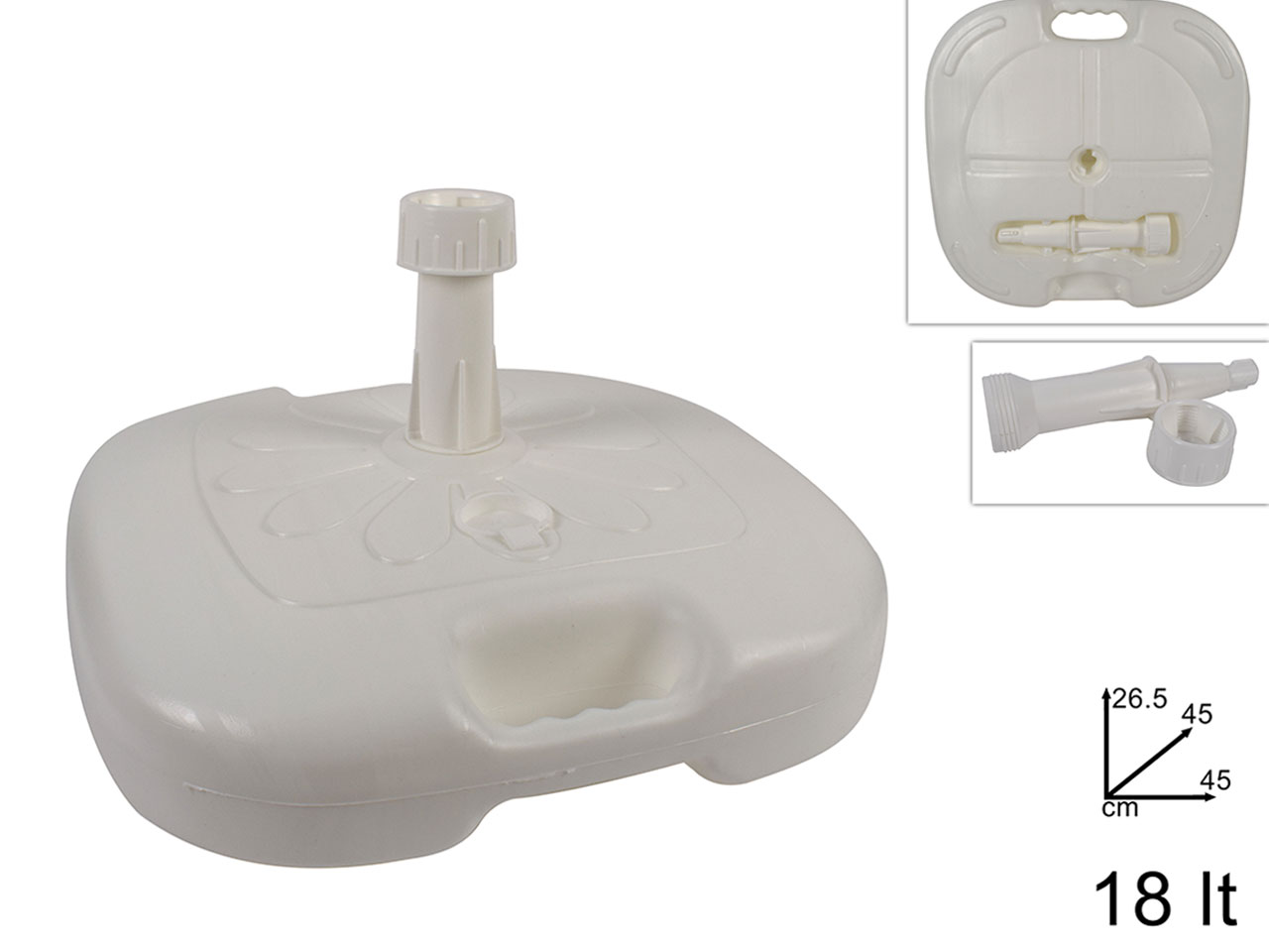 BASE OMBRELLONE QUADR. BIANCA 45XH.26.5CM DSU11000