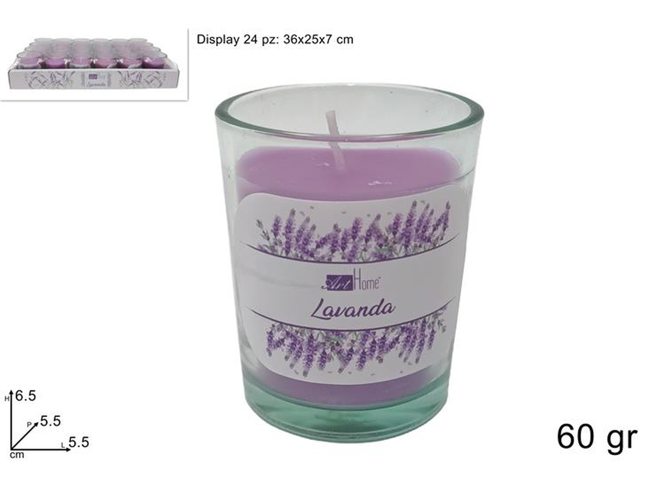VASETTO VETRO C/CANDELA 60GR LAVANDA DEV23018741 VASETTO VETRO C/CANDELA 60GR LAVANDA DEV23018741