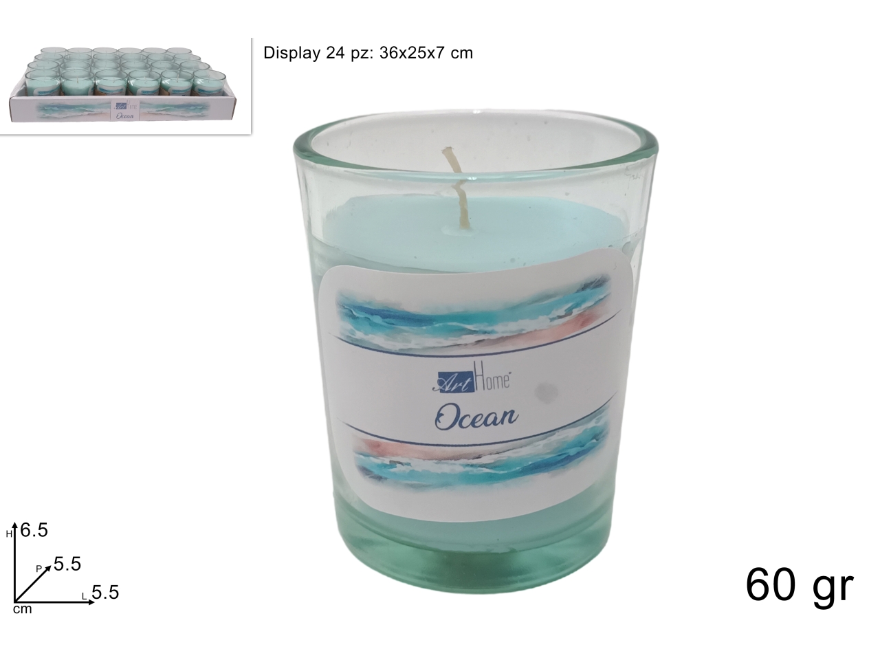 VASETTO VETRO C/CANDELA 60GR OCEAN DEV23018801 VASETTO VETRO C/CANDELA 60GR OCEAN DEV23018801