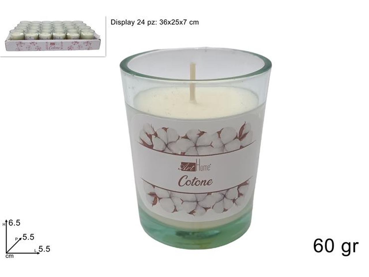 VASETTO VETRO C/CANDELA 60GR COTONE DEV23018731 VASETTO VETRO C/CANDELA 60GR COTONE DEV23018731