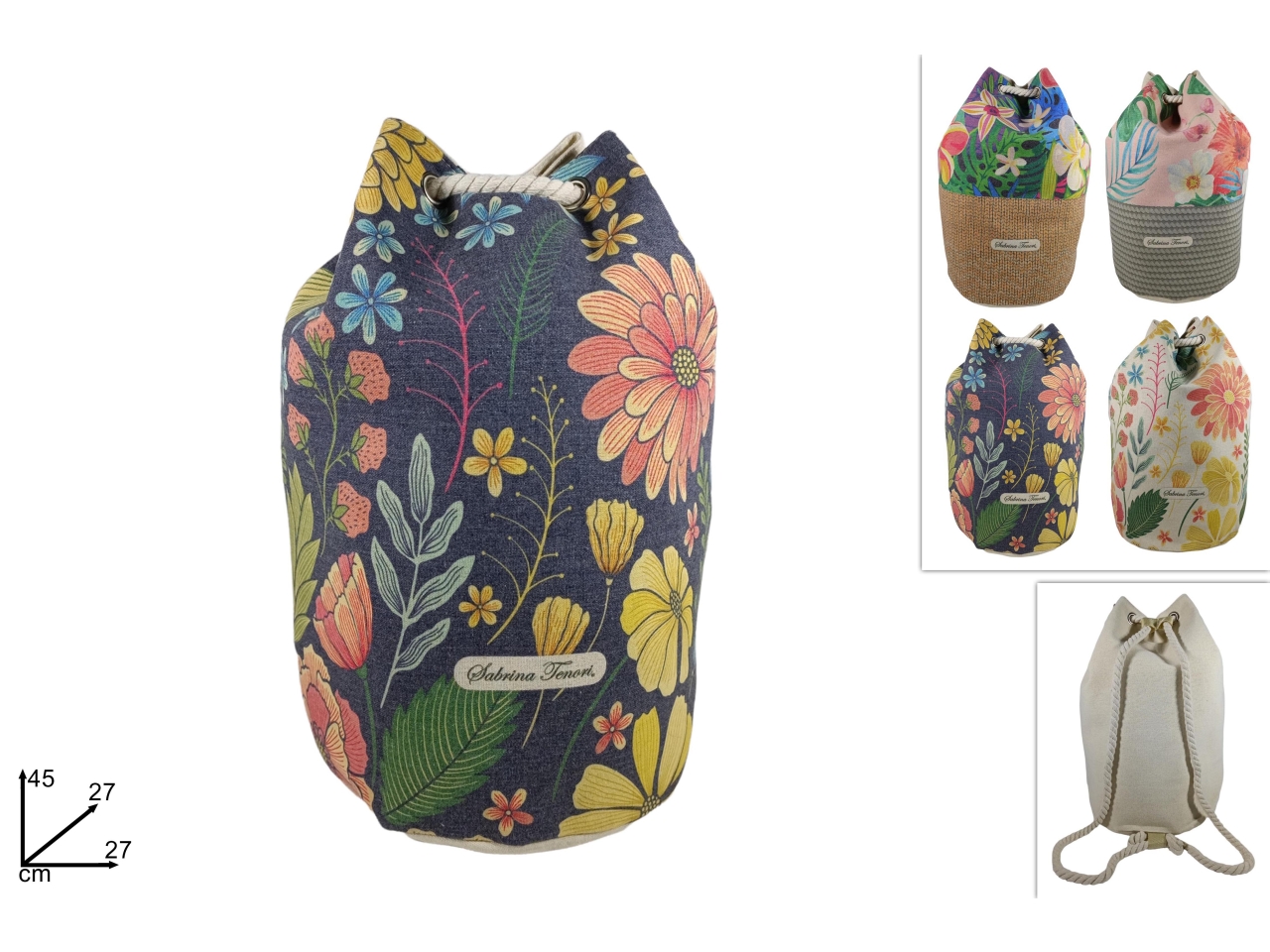 SACCA MARE C/MANICO CORDA FLOREALE SACCA MARE C/MANICO CORDA FLOREALE