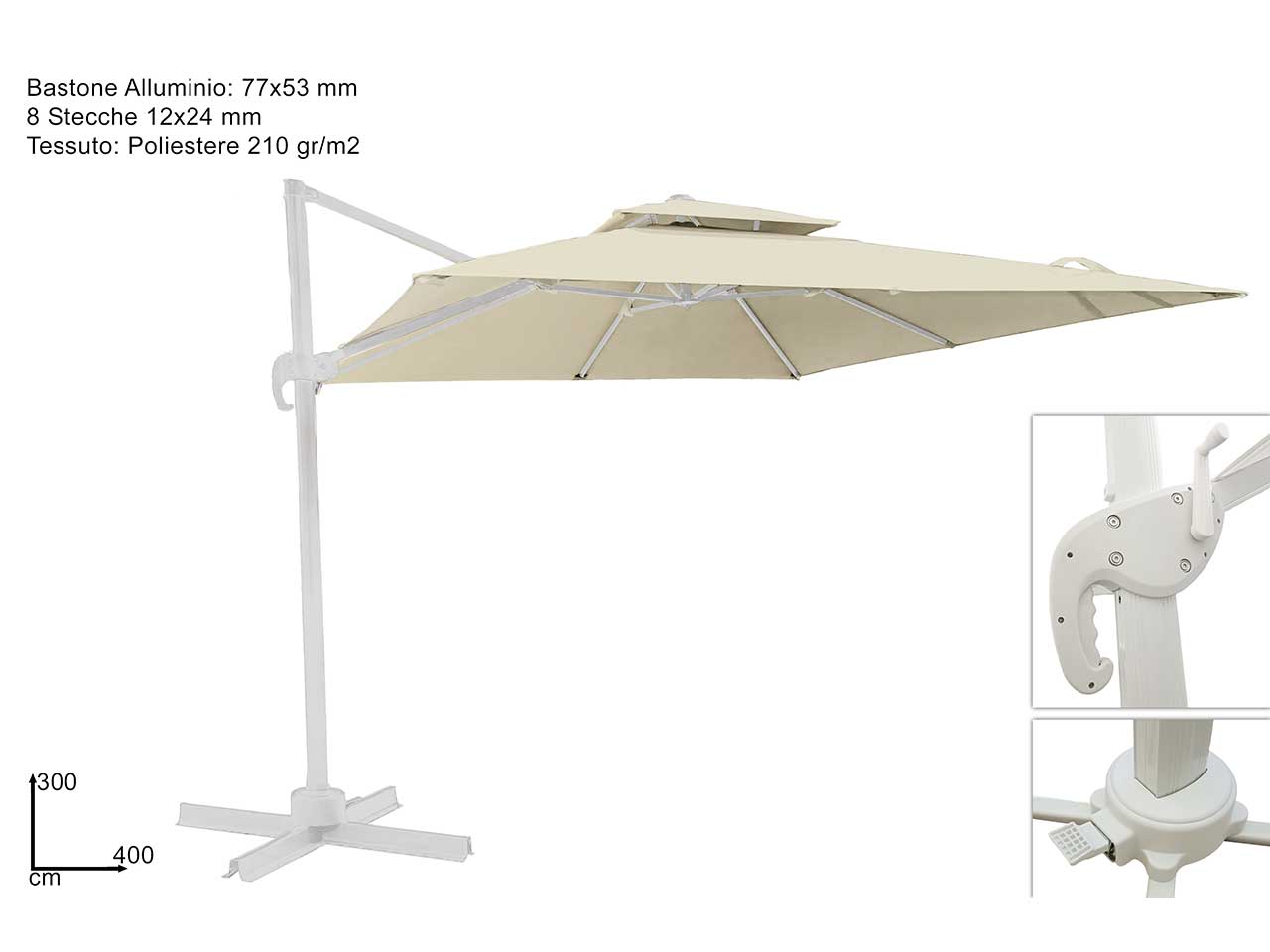 OMBRELLONE BRACCIO 3X4MT C/MAN.BEIGE DSU23001631