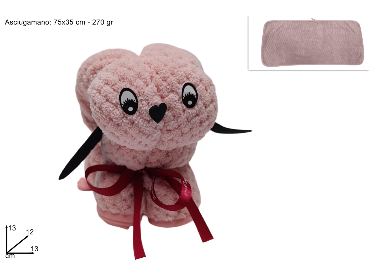 ASCIUGAMANO 75X35CM 270GR CANE ROSA ASCIUGAMANO 75X35CM 270GR CANE ROSA