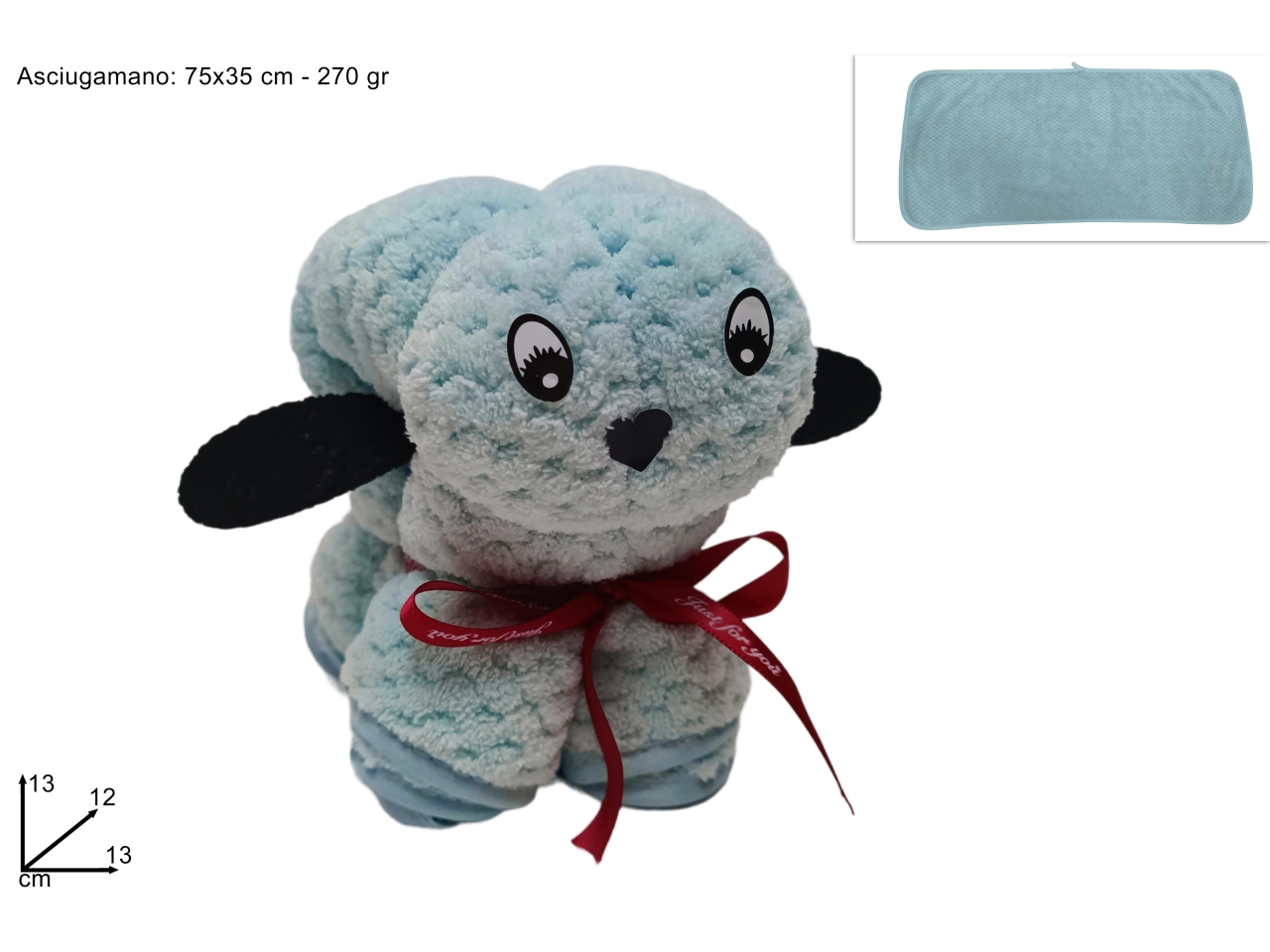 ASCIUGAMANO 75X35CM 270GR CANE CELESTE