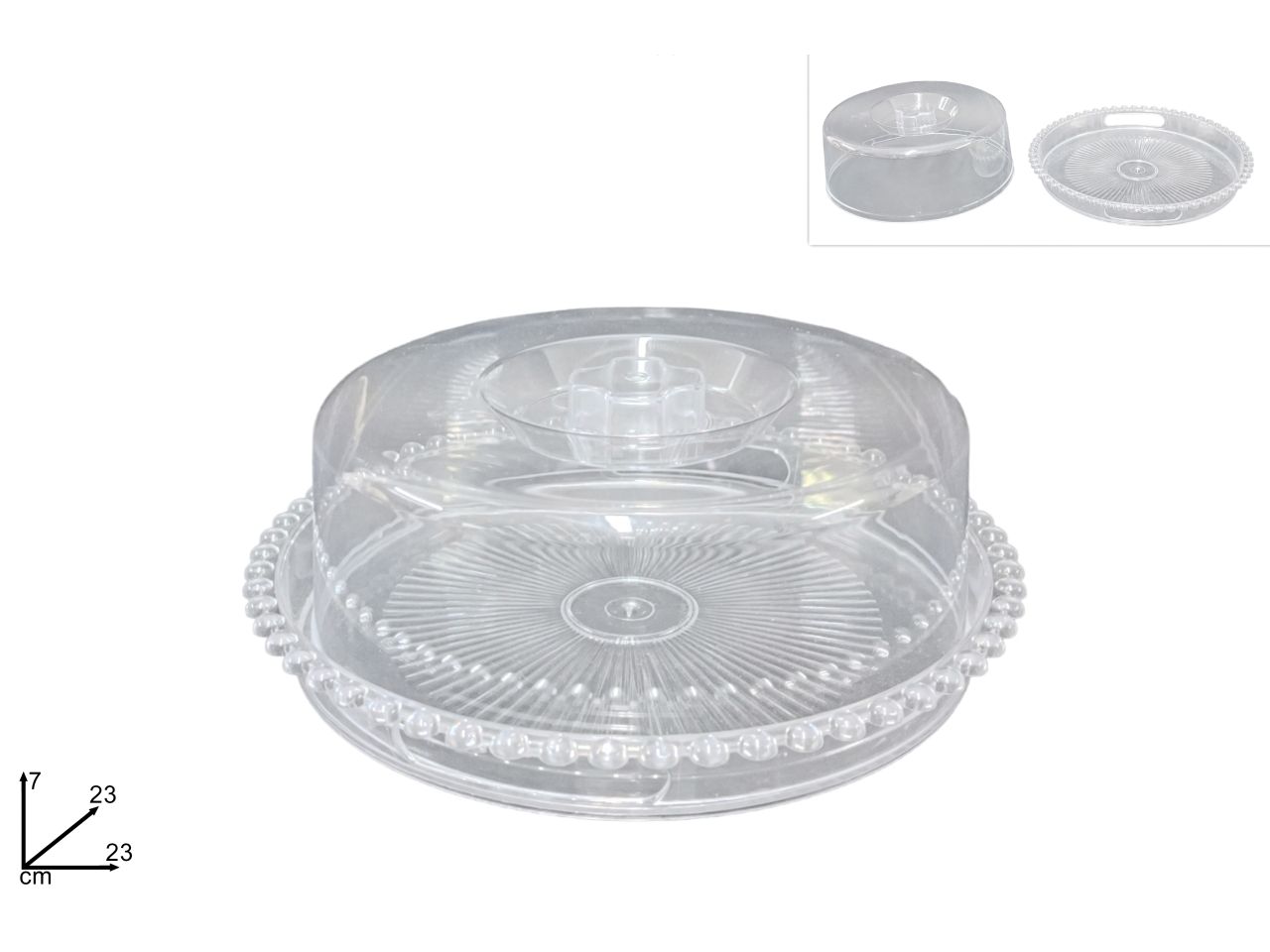 VASSOIO 23 CM CON COPERCHIO PLASTICA