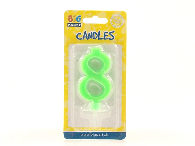 CANDELINA NUMERALE “8” VERDE 7cm 73488