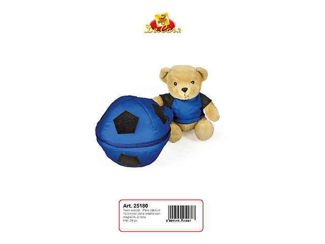 PALLA CALCIO 15cm C/ZIP E ORSO 25180