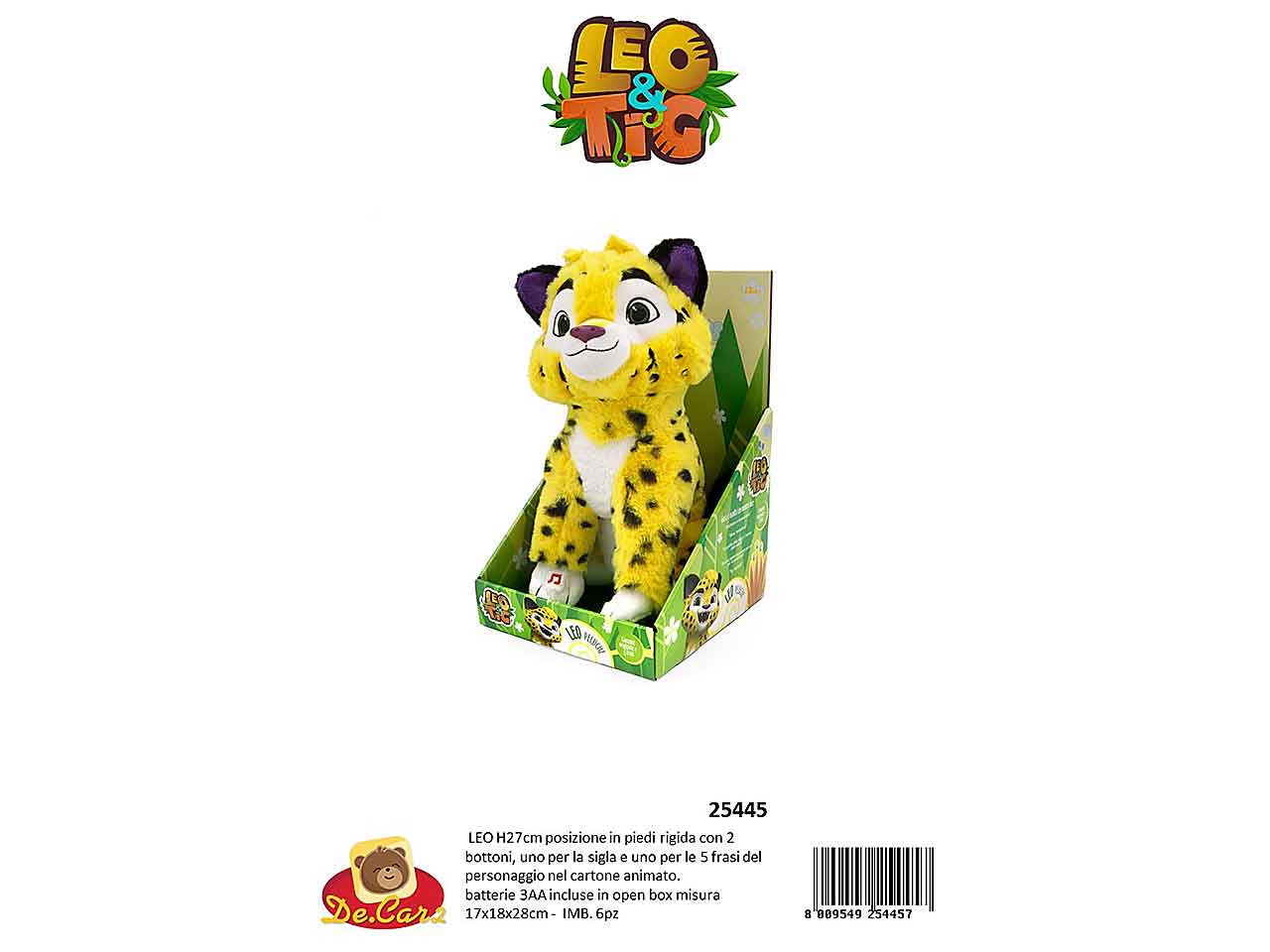 PELUCHE LEOTIG 27cm C/SIGLA E FRASI 25445 $