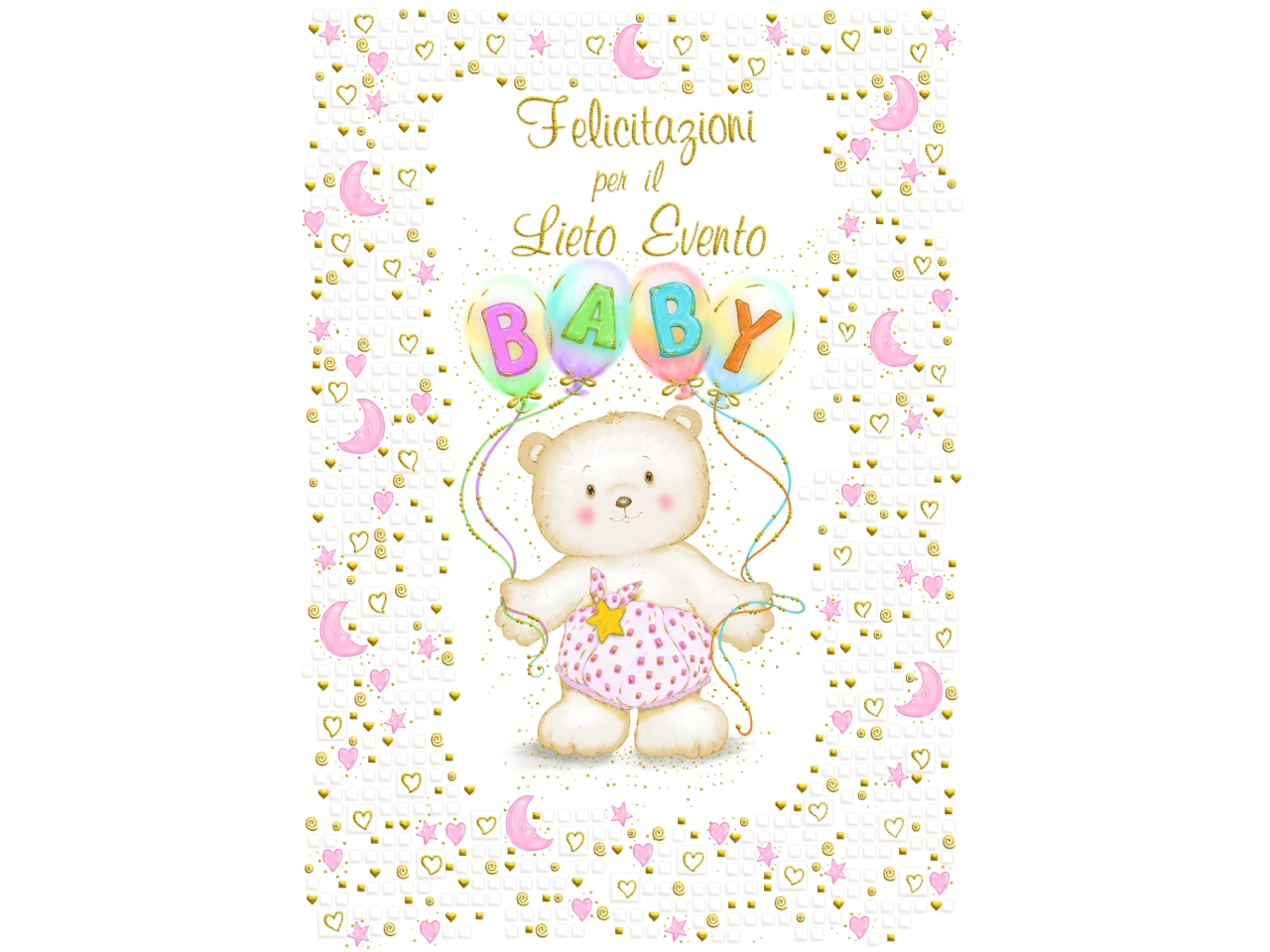 BIGLIETTO ORSETTO ROSA 6PZ FE20109LE/B