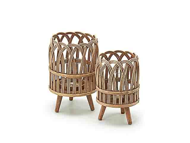 PORTACANDELA 2 PZ BAMBOO H27+24cm 640350