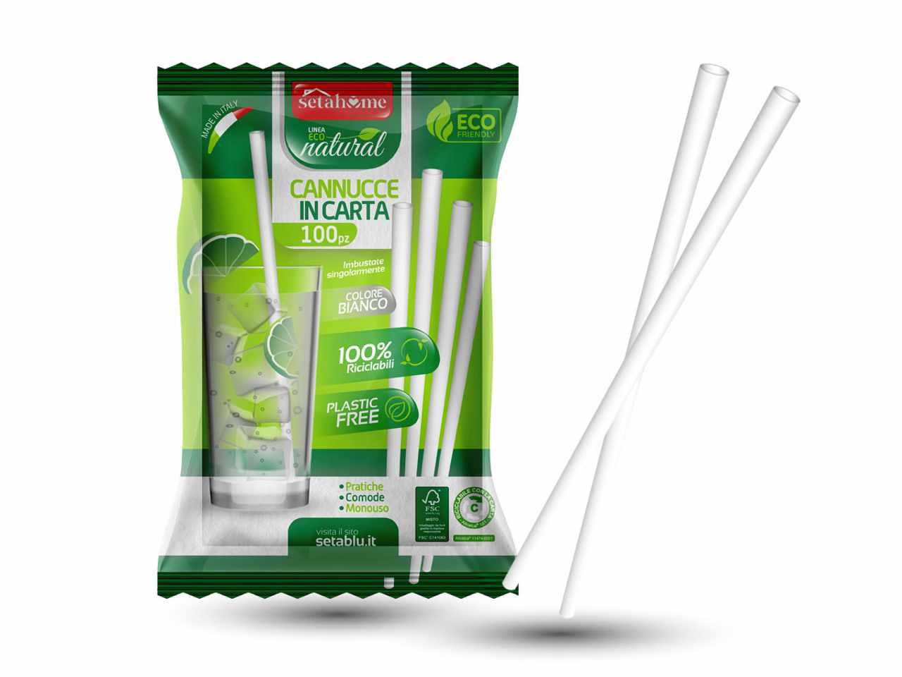 CANNUCCE CARTA BIANCHE 100pz 40157