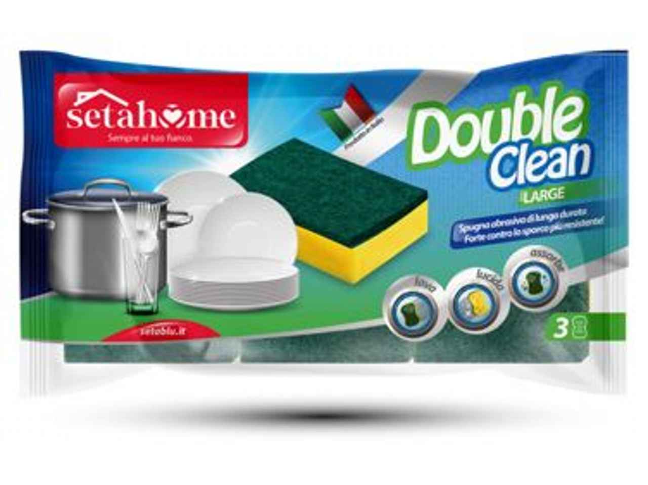SPUGNA DOUBLE CLEAN 3PZ 8X13cm 40075