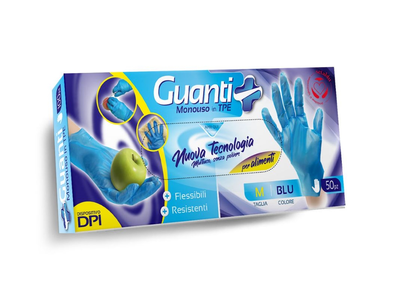 GUANTI MONOUSO TPE 50PZ BLU TG M 59562