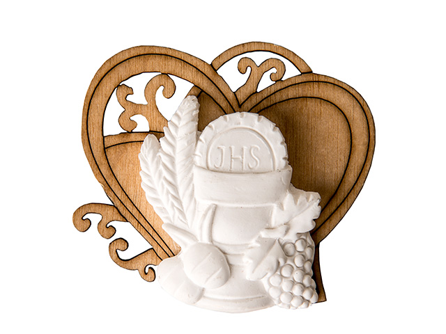 APPLICAZIONE GESSO CUORE COMUNIONE 5,5CM 08664 APPLICAZIONE GESSO CUORE COMUNIONE 5,5CM 08664
