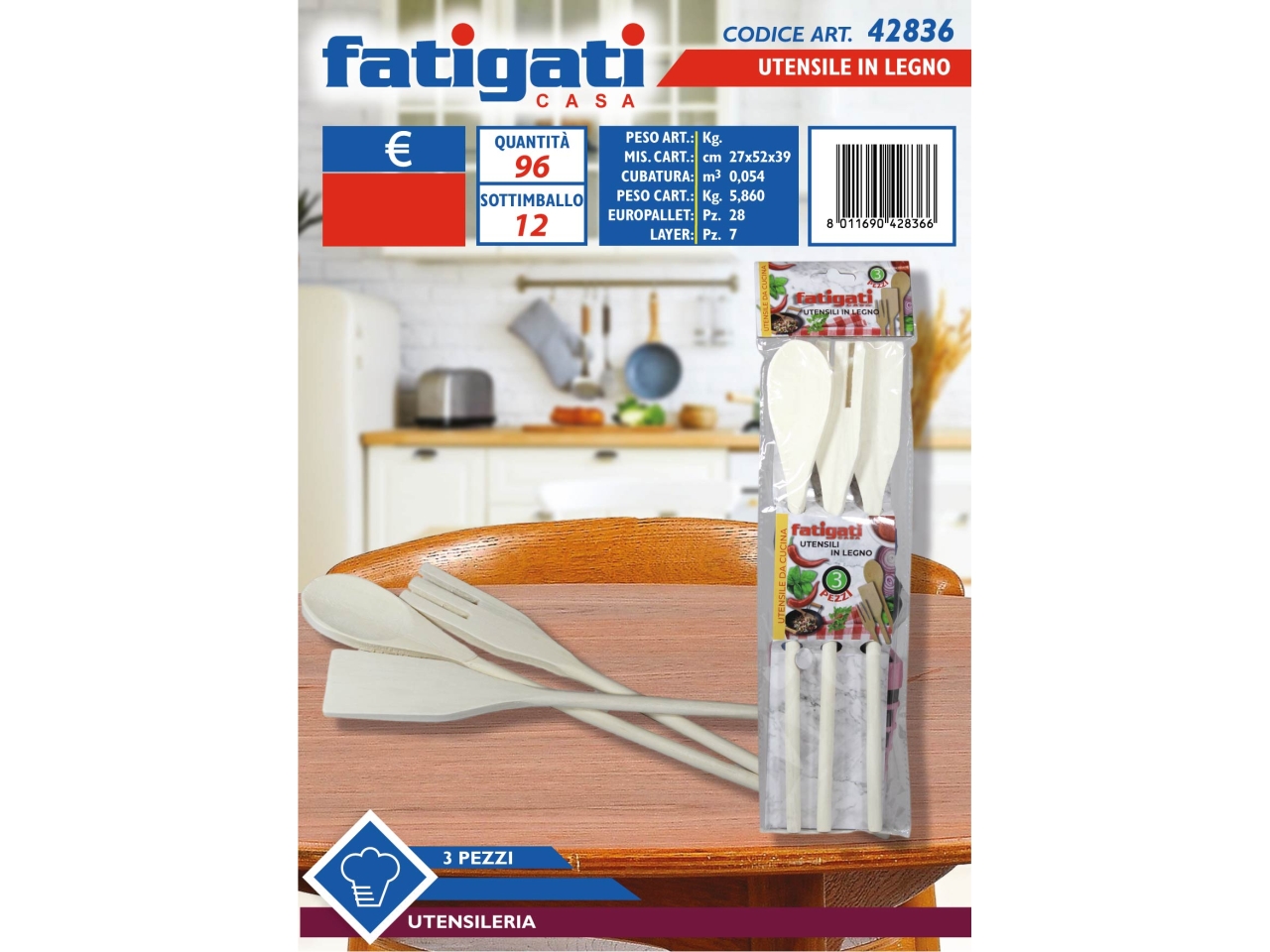 UTENSILE IN LEGNO 3PZ 42836