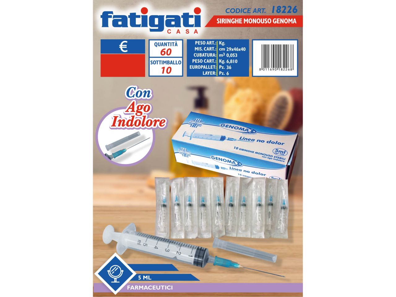 SIRINGA GENOMA NO DOLOR 5ML 23G – LA