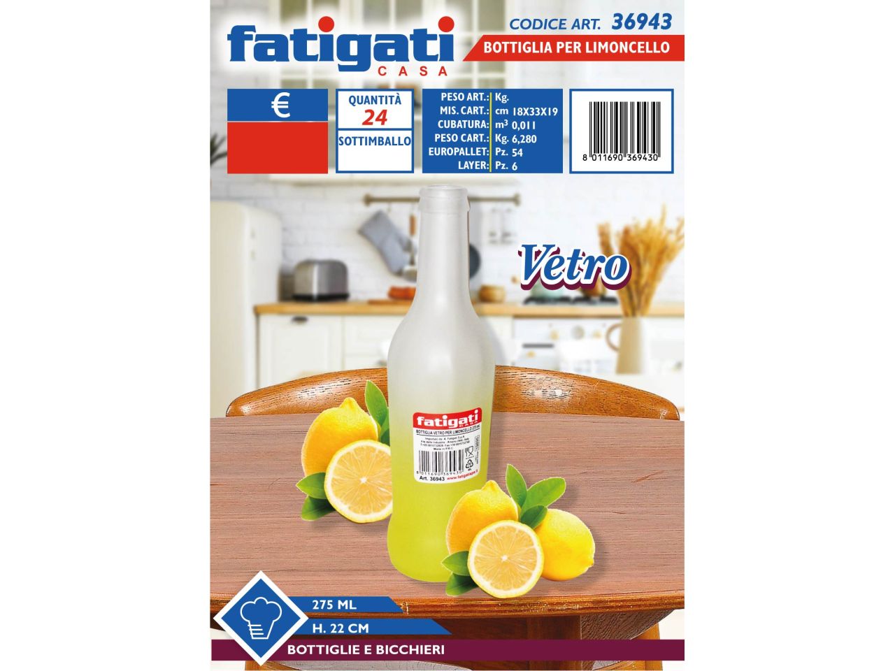 BOTTIGLIA IN VETRO PER LIMONCELLO 275M