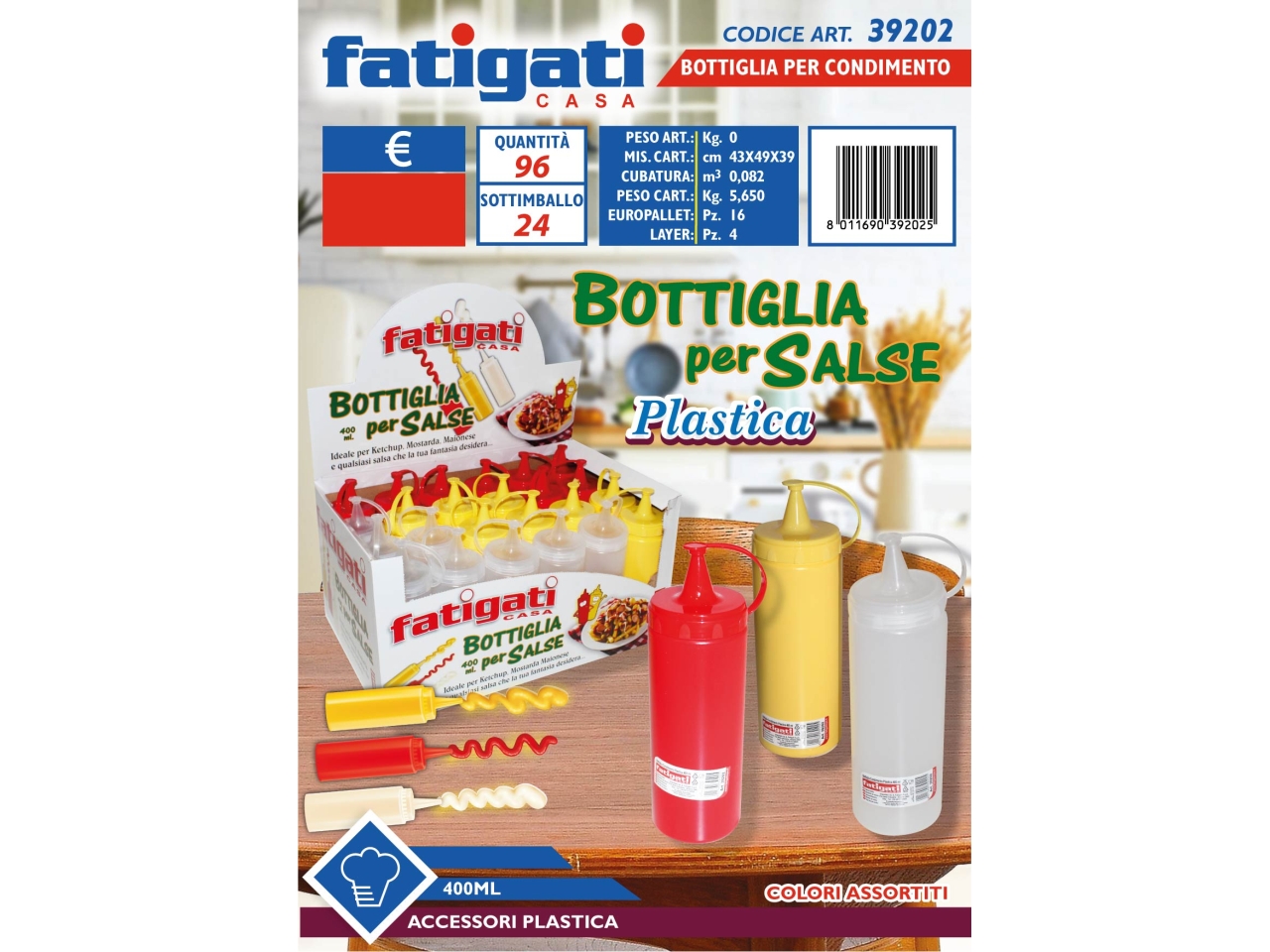 BOTTIGLIA CONDIMENTI PLAST400ML 39202