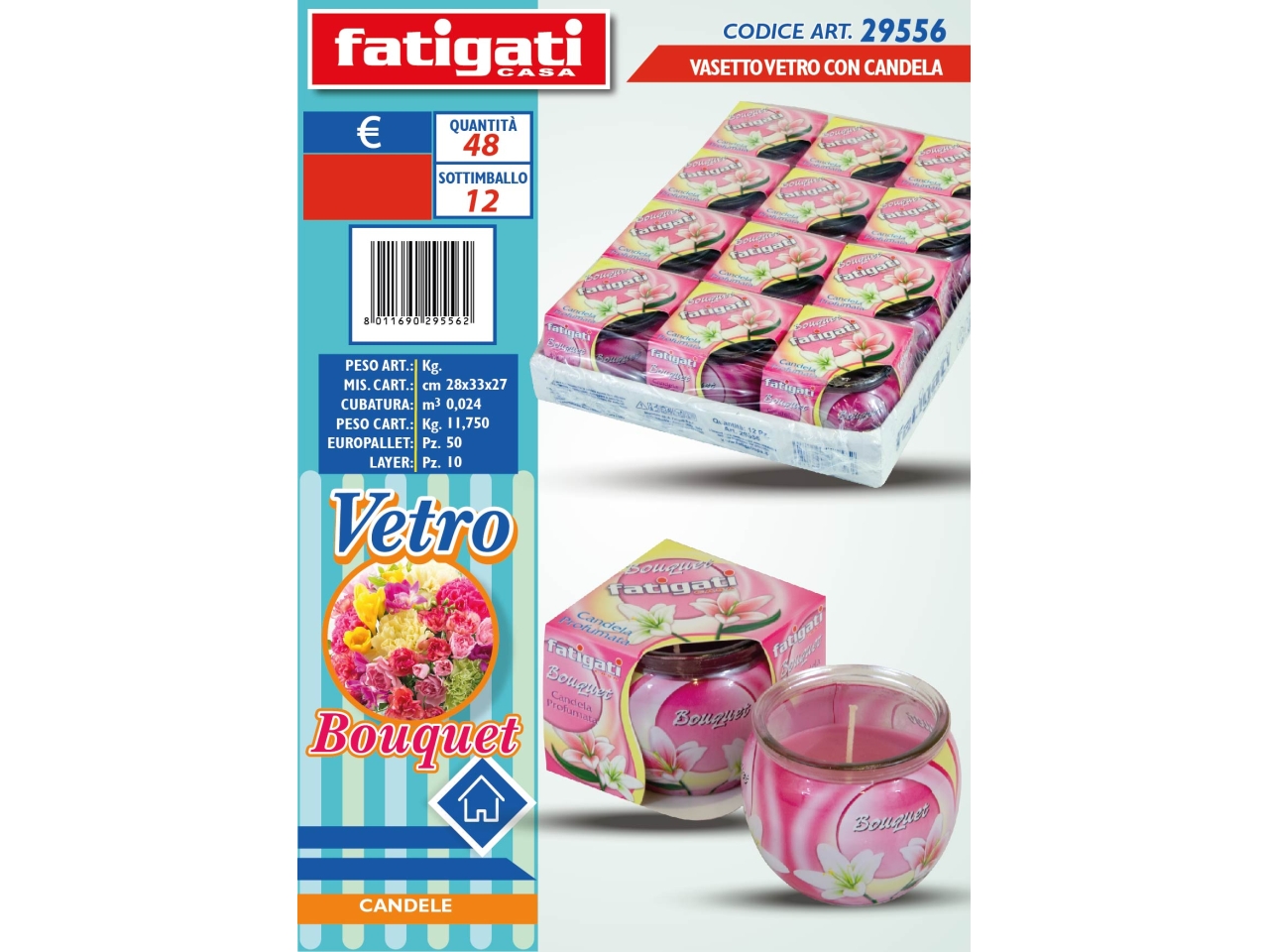 VASETTO VETRO C/CANDELA BOUQUET 29556