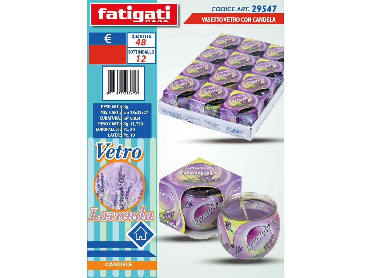 VASETTO VETRO C/CANDELA LAVANDA 29547