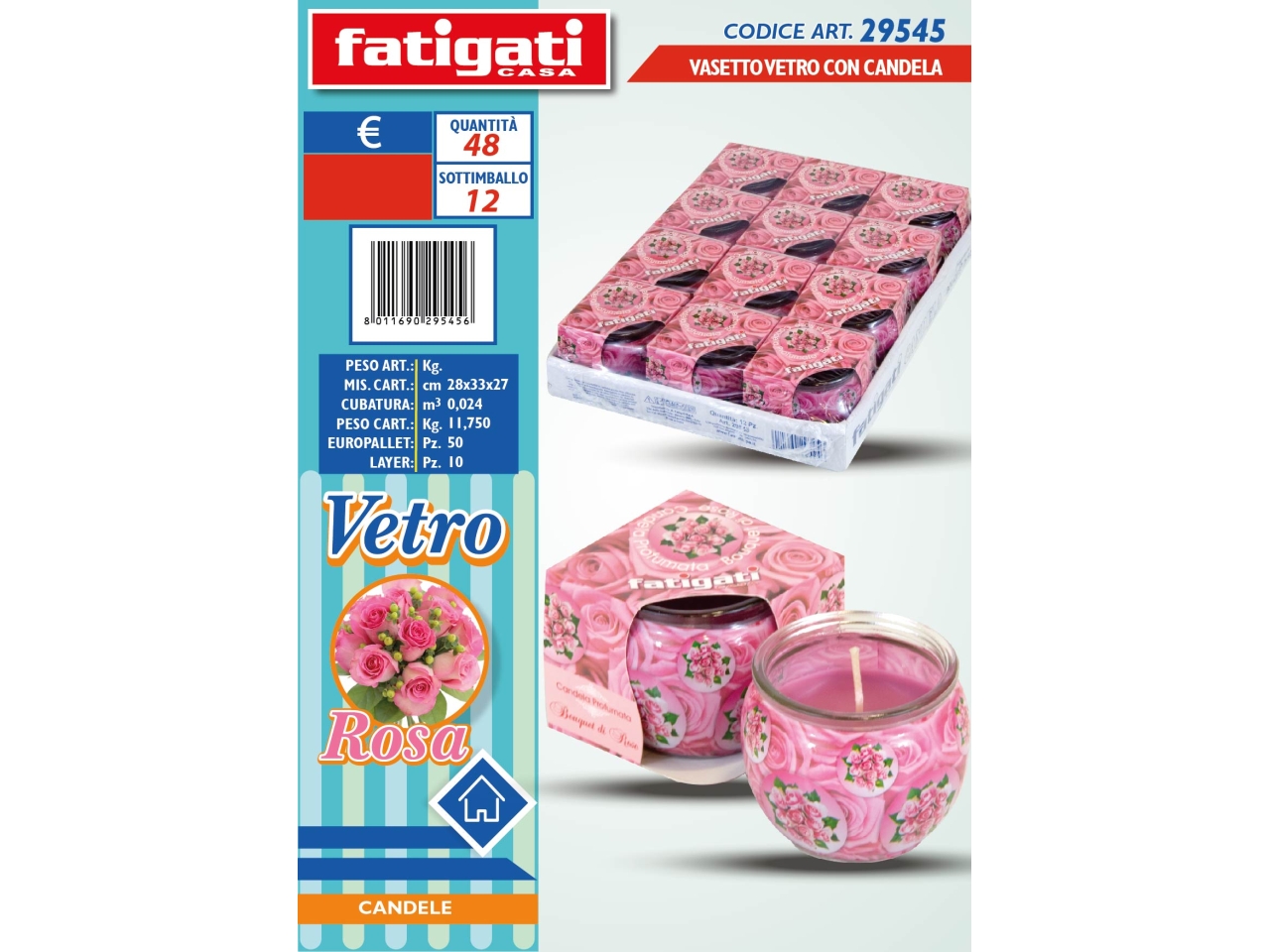 VASETTO VETRO C/CANDELA ROSA 29545