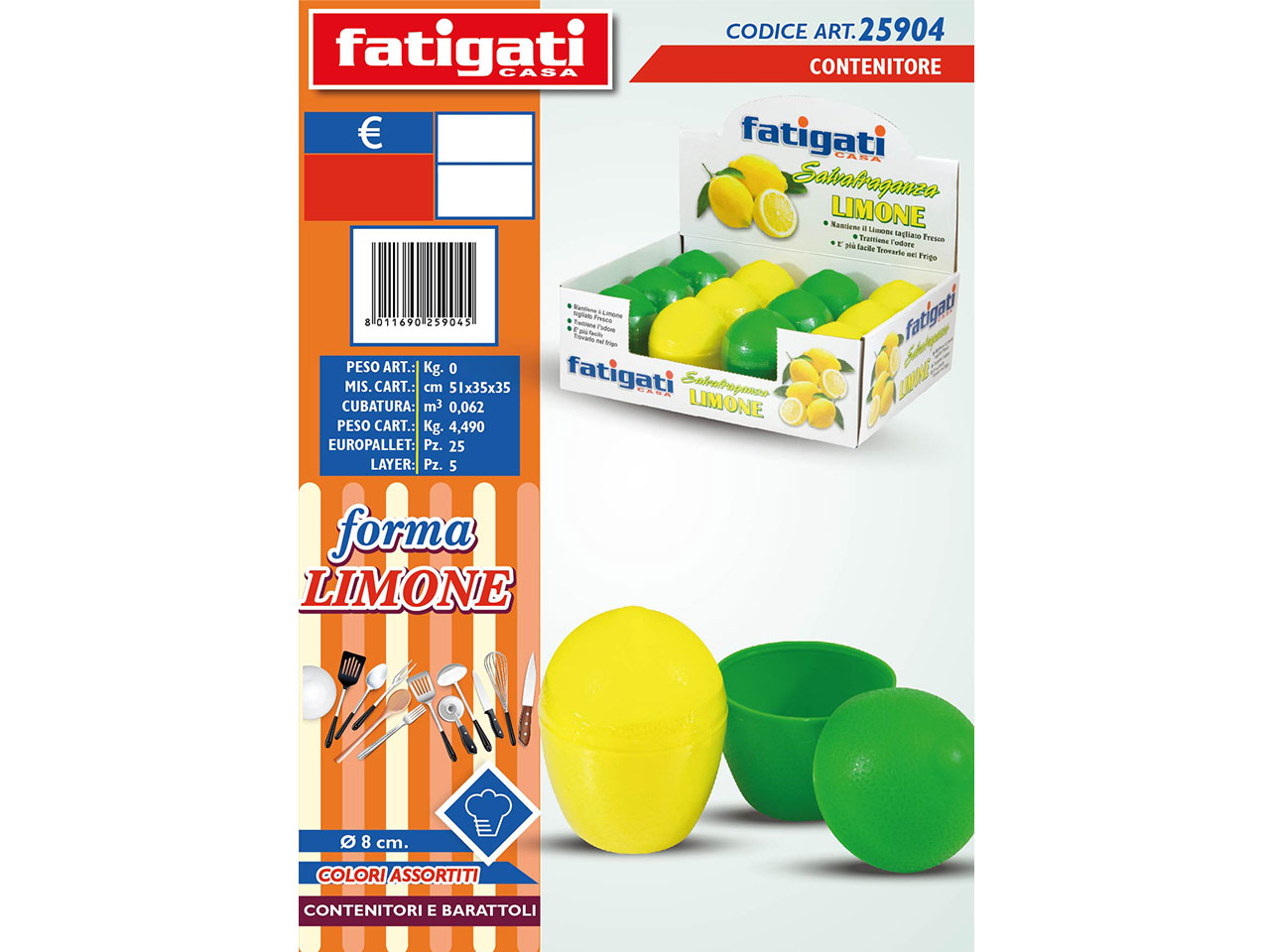 CONTENITORE FORMA LIMONE D.8CM 25904