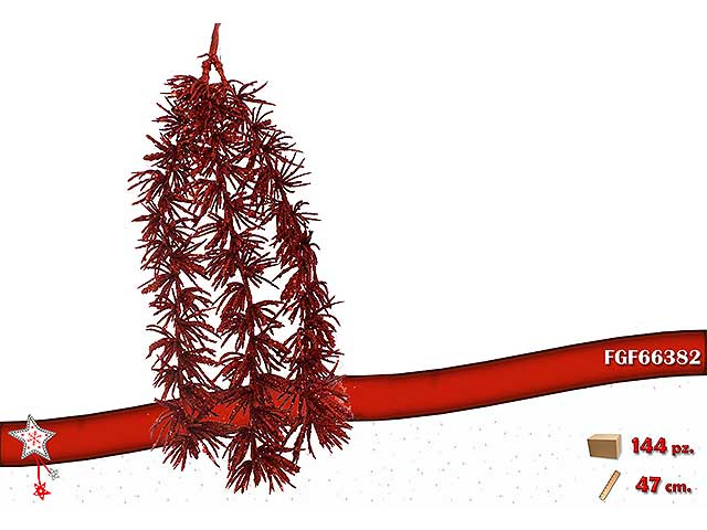 PENDENTE GLITTERATO ROSSO 47CM