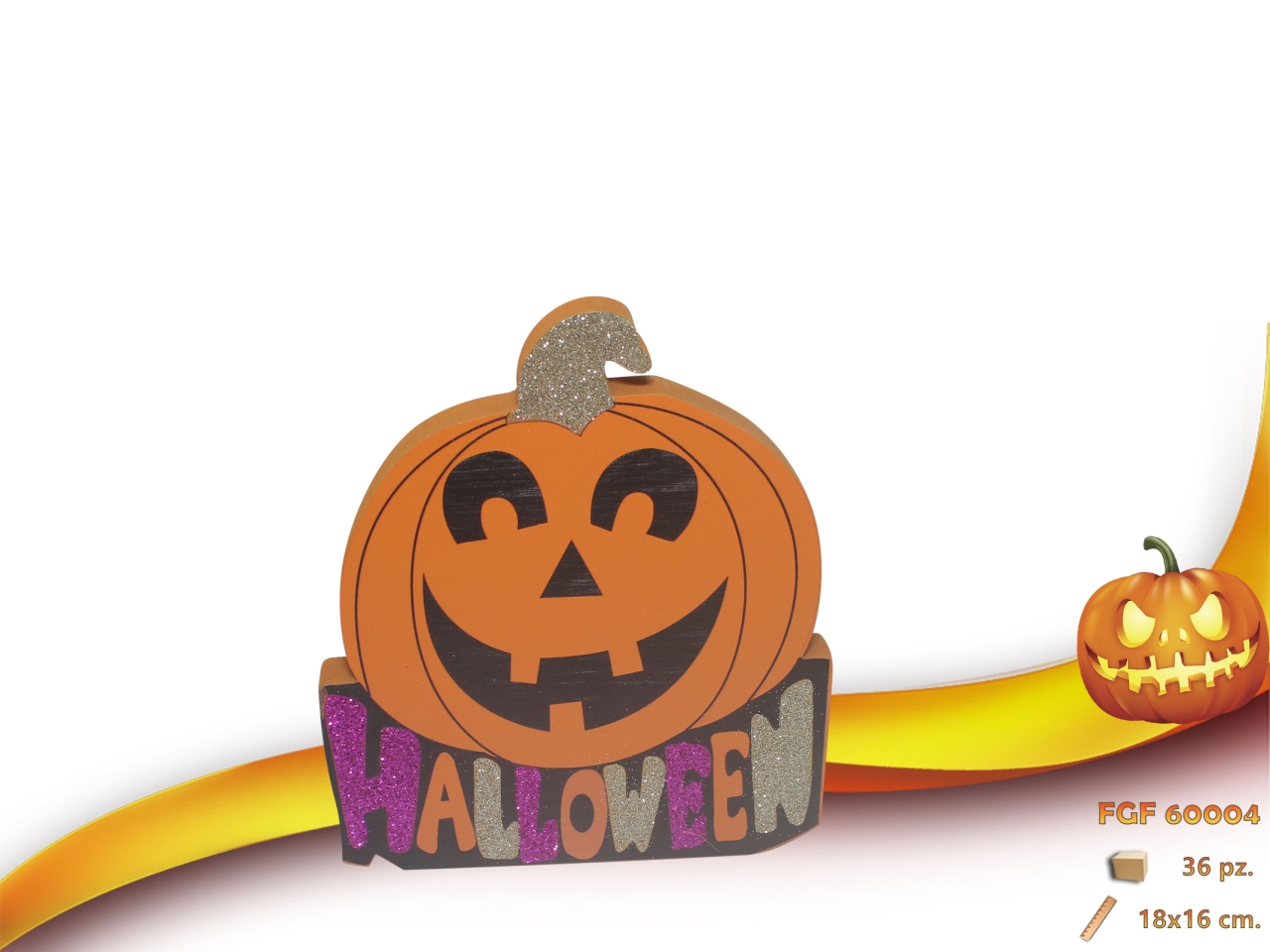 DECORAZIONE IN LEGNO HALLOWEEN 18X16CM