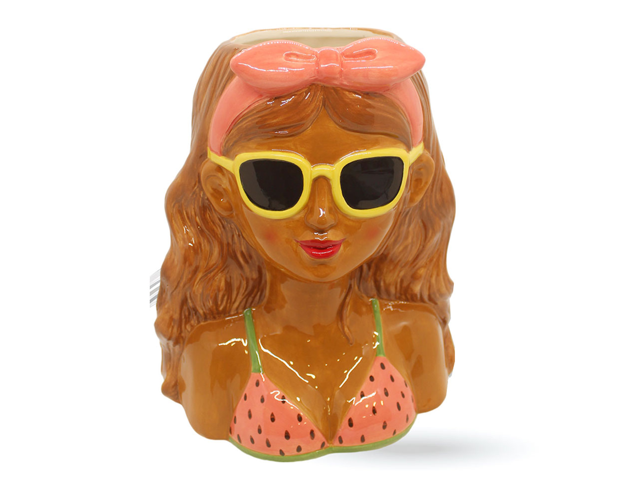 STATUA CERAMICA PORTAPIANTA COLORATA $