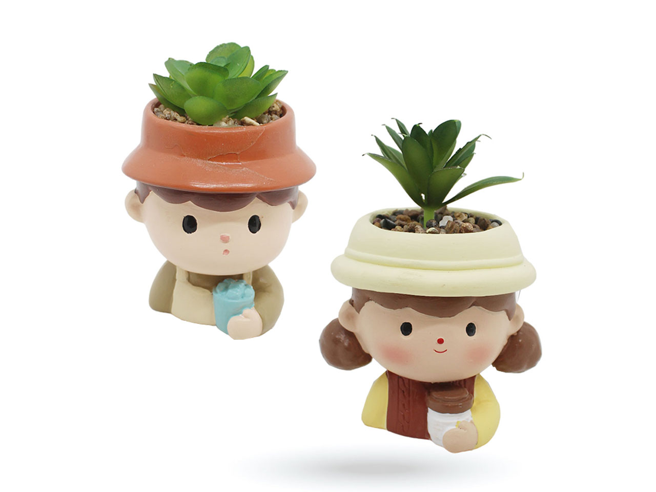 VASO CERAMICA C/PIANTINA 10X7X13CM ASS. 14219