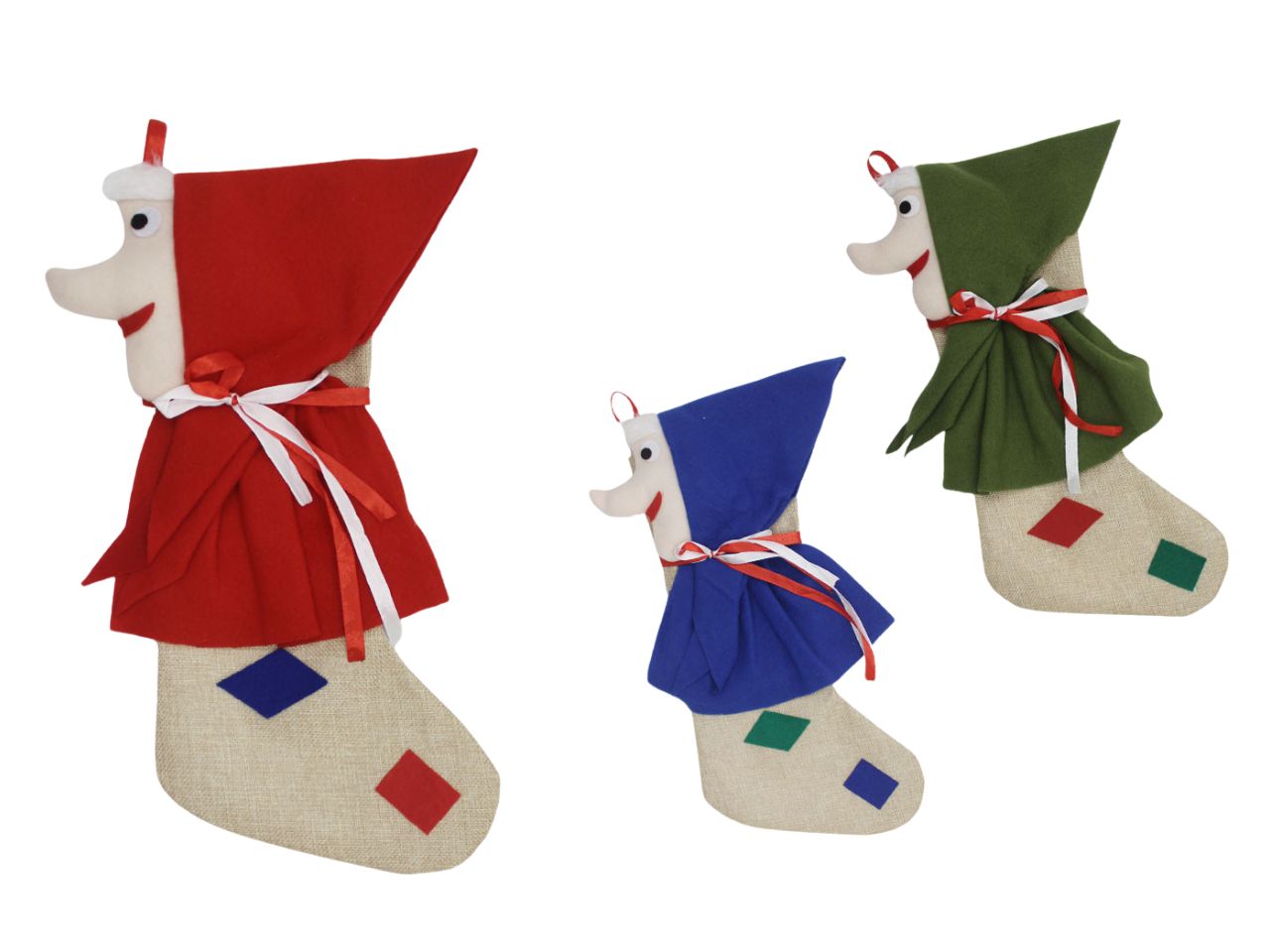 CALZA IN TESSUTO C/BEFANA 40CM ASS