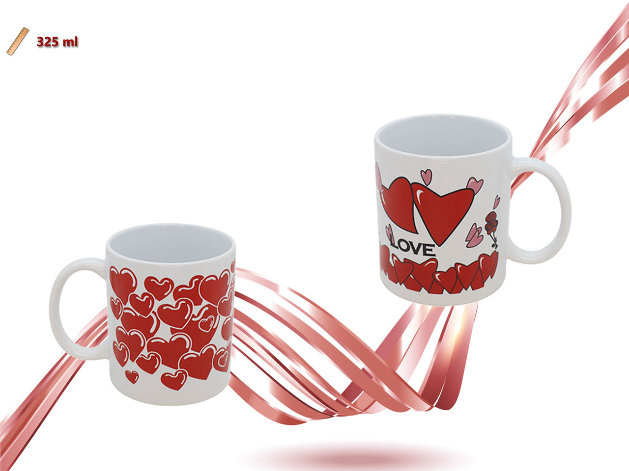 TAZZA CERAMICA 325ML CON CUORI 12918 TAZZA CERAMICA 325ML CON CUORI 12918
