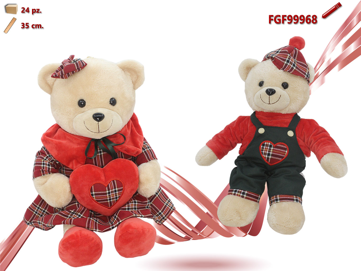PELUCHE ORSI CON VESTITO 35CM ASS