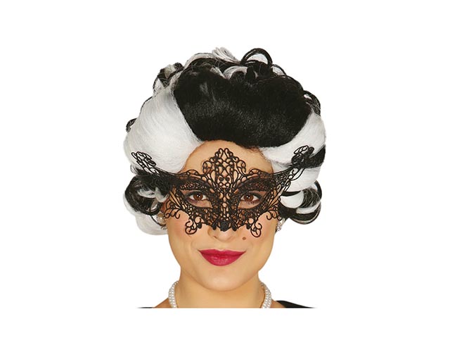 MASCHERINA IN PIZZO RICAMATA NERA 12715