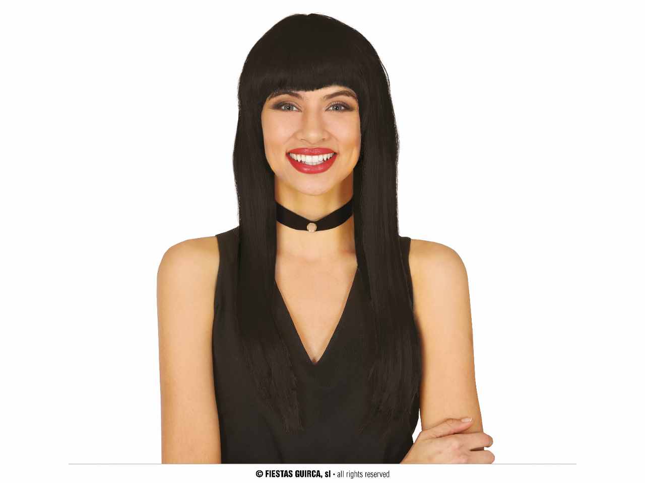 PARRUCCA LUNGA LISCIA CON FRANGIA NERA 4460