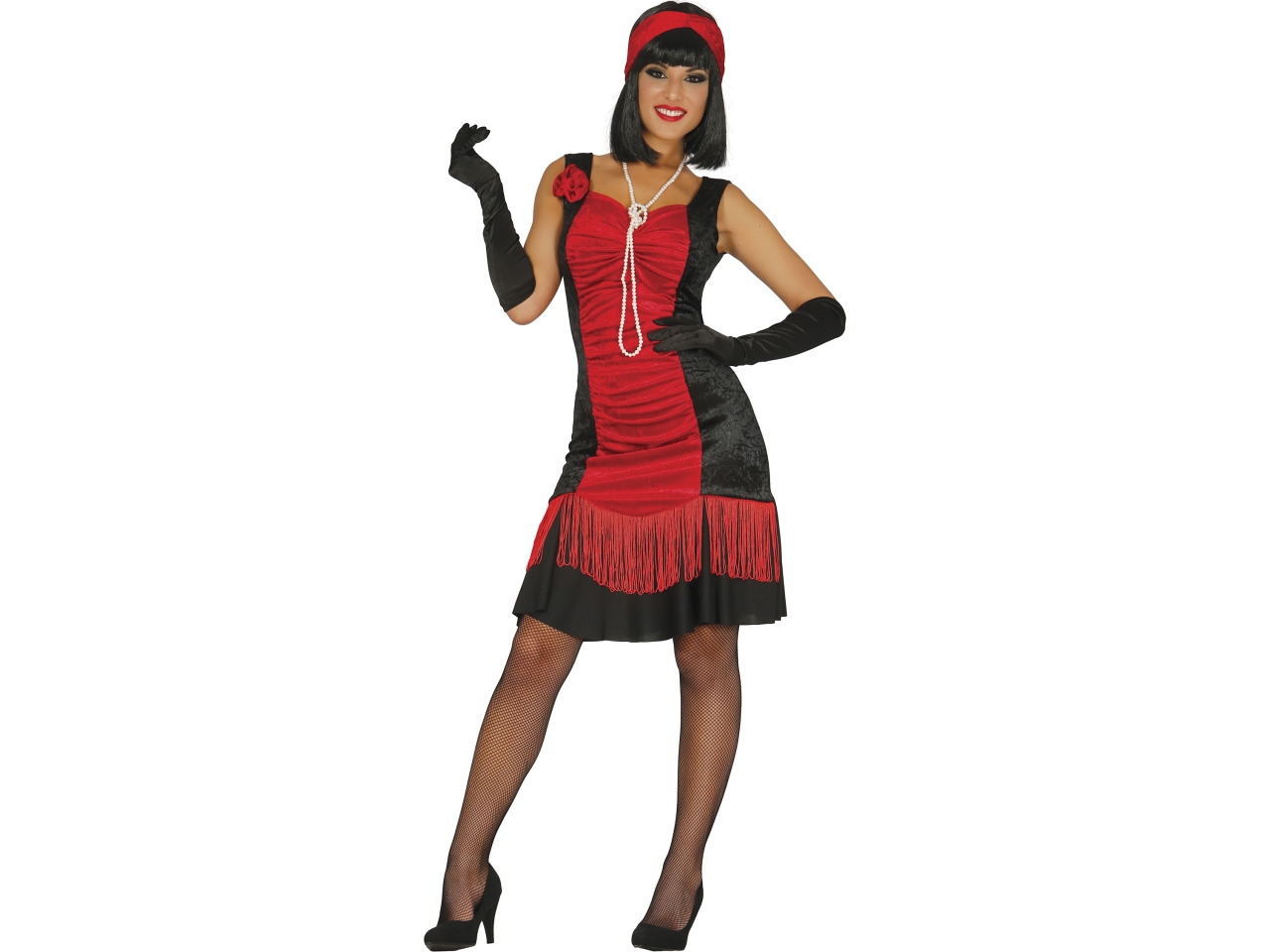 COSTUME ADULTO CHARLESTON ROSSO E NERO TG. M 84366