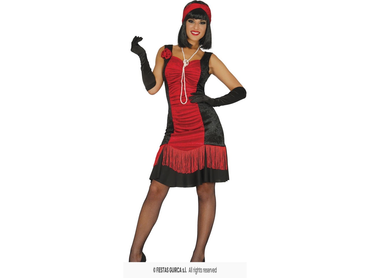 COSTUME ADULTO CHARLESTON ROSSO E NERO TG.S 86404