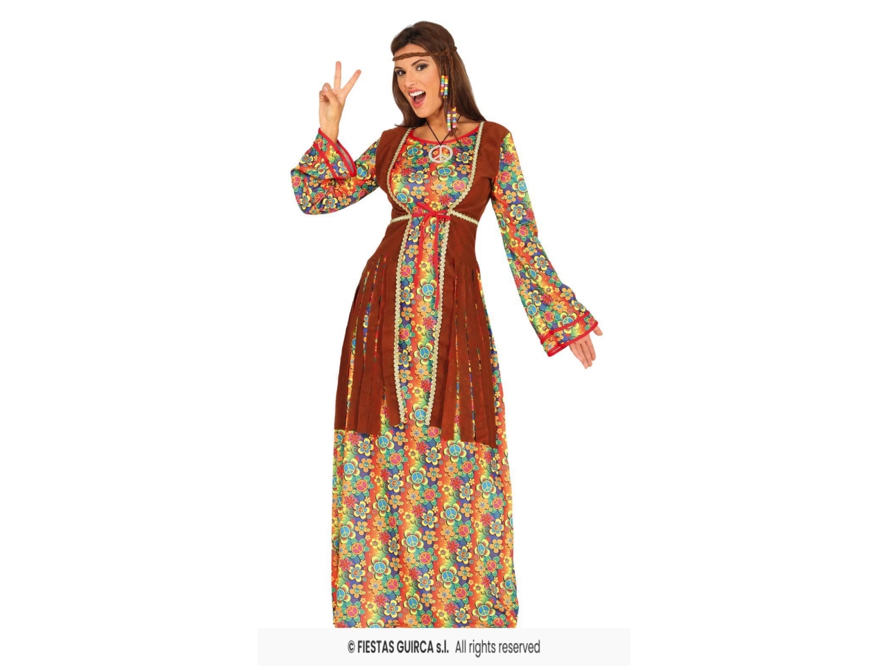 COSTUME ADULTO HIPPIE DONNA TG.S 36-38 88085