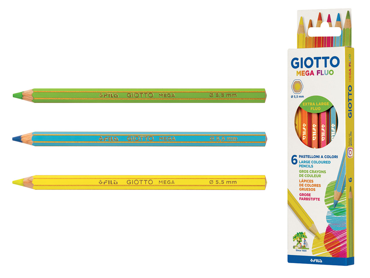 PASTELLI GIOTTO MEGA 6pz FLUO 225700