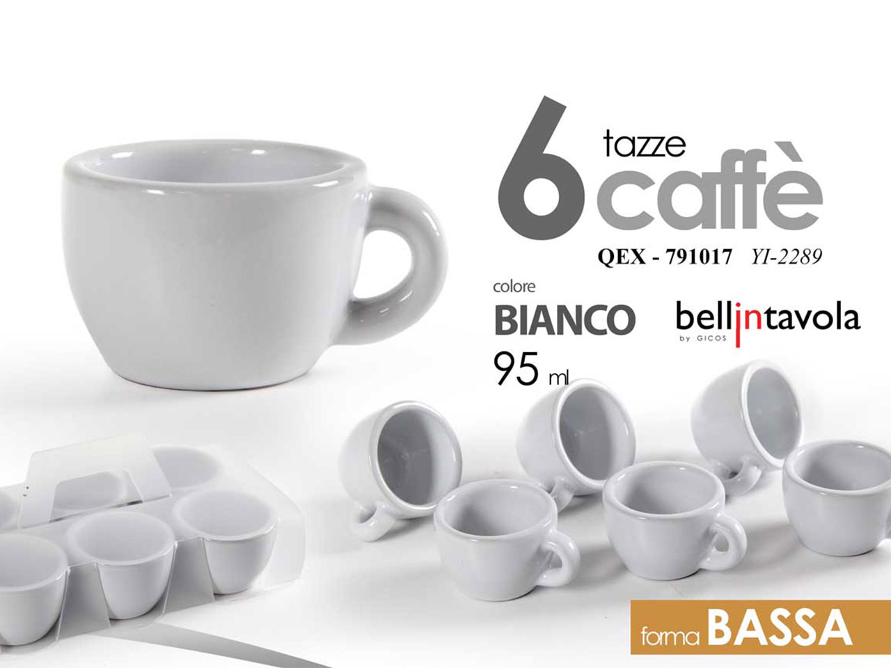 TAZZINA CAFFE’ BIANCA 6pz BASSA 791017