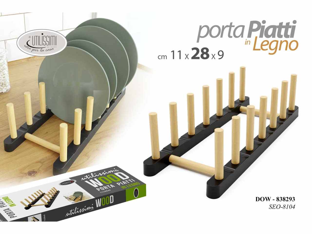 PORTAPIATTI LEGNO 11x28x9cm 838293 PORTAPIATTI LEGNO 11x28x9cm 838293
