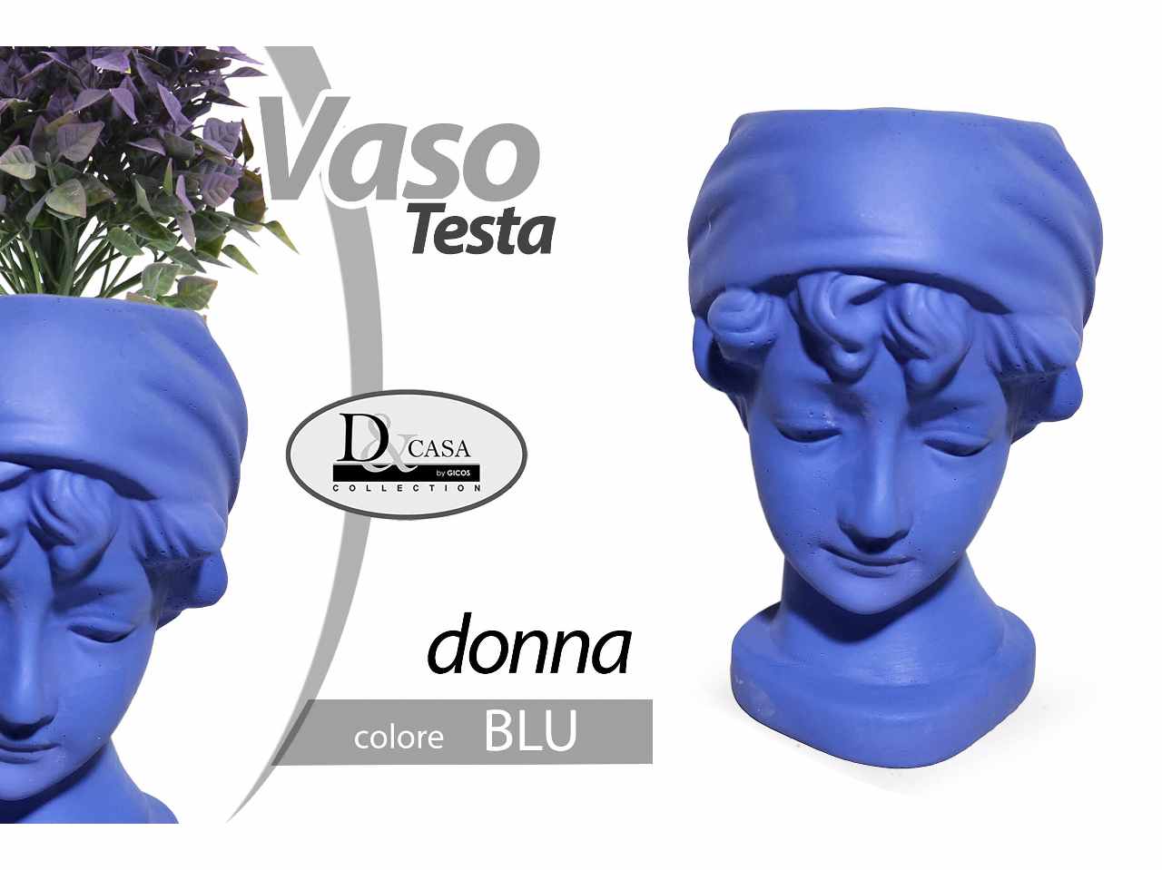 VASO TESTA DONNA BLU 25x18x29cm825484